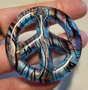 SEGNO DELLA PACE soffiato FOIL GLASS ART collana ciondolo - Foto 1 di 6
