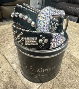 BB Simon Swarovski Crystal Black Lily Belt- Size: 34 - Picture 1 of 11