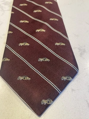 THE ANDOVER SHOP Brown/Tan Antique Car MOTIF - NECK TIES - DESIGNER England - Image 1 of 4