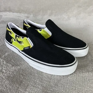 Vans Classic Slime Flame Slip On Sneaker Skate Shoe Junior Men 7 Black Green NEW - Picture 1 of 10