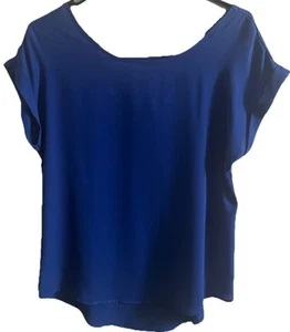 Rosa Rose U-Ausschnitt Gitter Cutout Rücken Bündchen Ärmel Bluse Gr. S Blau Büro - Bild 1 von 5