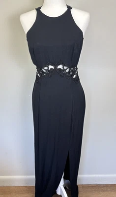 Vestido de cóctel vintage años 90 Jessica McClintock Gunne Sax negro recortado halter-9/10 Foto 1 de 4