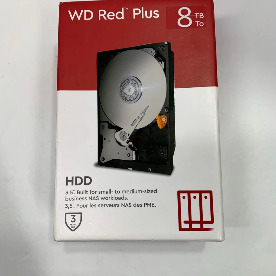WD Red Plus 8TB NAS HDD CMR 3.5" SATA 6Gb/s WD80EFPX New Sealed Retail Box - Image 1 of 4