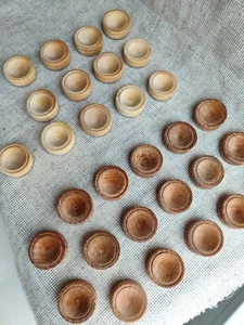 13 Light 17 Dark 30pcs Handmade Wood Checkers Pieces with Cloth Base Board Chips - Picture 1 of 21