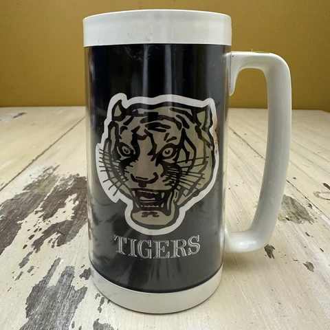 MISSOURI TIGERS - Vtg 70s-80s Thermo Serv Mizzou NCAA Black Insulated Mug Cup Cover