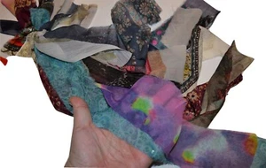 10 qty 4 inch Recycled Sari chiffon Silk Ribbon Print stripes - Picture 1 of 5