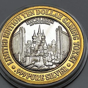 Excalibur LV Ltd Ed Ten Dollar Gaming Token  .999 Silver Strike - Picture 1 of 21