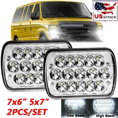 Faros LED de haz alto bajo de 5x7" 7x6" para Ford E-150 E-250 E-350 Econoline 2 piezas Foto 1 de 4