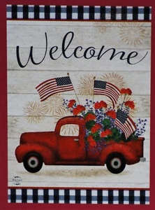 ""Camión de estrellas y rayas"" bandera decorativa jardín patriótico 18""h x 12,5""w" - Imagen 1 de 12