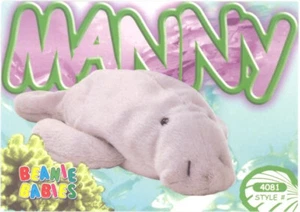 TY Beanie Babies BBOC Card Series 4 Common Manny the Manatee NM/Mint - Picture 1 of 2