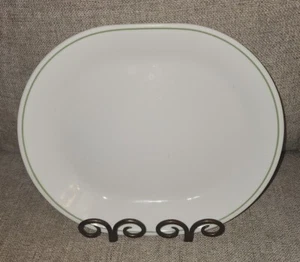 Corelle BLUE WREATH Serving Platter 12.25” x 10" CORNING Light Green Ring Band  - Picture 1 of 5