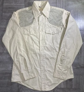VTG DUXBAK Duck Hunting Shirt Mens Medium Brown Tan Quilted Shoulder Long Sleeve - Picture 1 of 9
