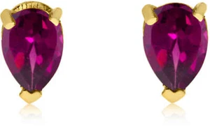 14K Yellow Gold Ruby Pear-Shaped Earrings - Picture 1 of 1