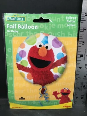 Globo de aluminio de cumpleaños Sesame Street de 18 pulgadas con forma redonda Elmo nuevo en paquete Foto 1 de 3
