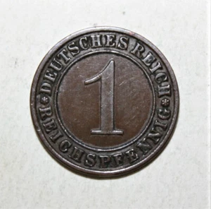 S1 - Germany 1 Reichspfennig 1933-A Almost Uncirculated Coin - Wheat Sheaf - Picture 1 of 2