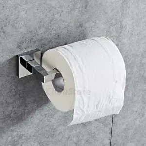 Square Chrome Bathroom Toilet Paper Roll Holder Tissue Roller Rack Hanger Bar - Picture 1 of 4