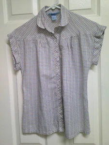 Damen Ship-n-Shore Bluse mit roten, blauen, gelben Nadelstreifen -- klein - Bild 1 von 6