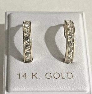 Orecchini Huggie DIA in oro 14 kt nuovi - Foto 1 di 6