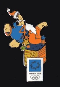 ATHENS 2004 OLYMPICS INTERNAL PIN. CHRISTMAS.MASCOT ATHENA PULLING SANTA'S BEARD - Picture 1 of 1
