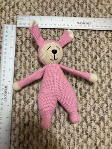 Pink Bunny Rabbit Amigurumi Doll Handmade Soft Crochet Handcrafted - Picture 1 of 3