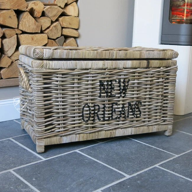 Truhe Aufbewahrungskorb Rattankorb Rattantruhe Maritim Shabby Chic Landhaus Stil - Bild 1 von 1