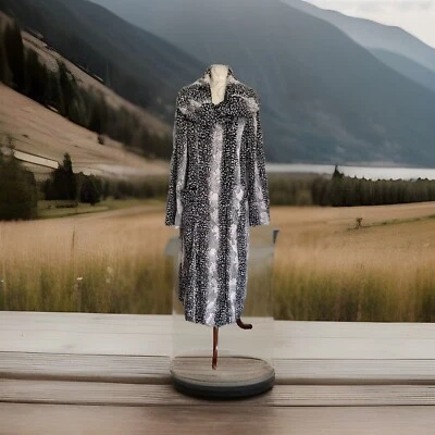 Nuevo Abrigo Largo Simon Chang Mujer Piel Sintética Lentejuelas y Detalles Leopardo Talla 16 Foto 1 de 4
