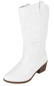 Forever Women Cowgirl Cowboy Stitched Mid Calf Boots Pointy Toe Western-18 White - Picture 1 of 4