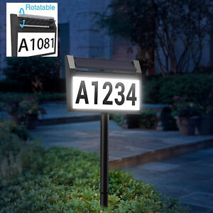 Waterproof Solar Powered LED House Number Sign Address Light Outdoor Street Yard