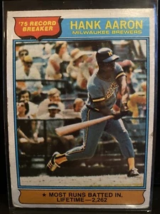 Tarjeta de béisbol 1976 Topps Hank Aaron RB #1 - Imagen 1 de 4