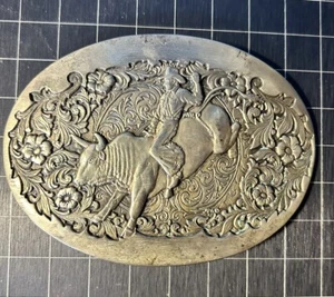 MEDALLAS DE DISEÑO DE PREMIO OKLAHOMA HEBILLA DE CINTURÓN de latón macizo vaquero toro jinete rodeo - Imagen 1 de 5