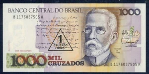 BRASILIEN 1.000 Cruzados 1989 P.M. Nr. 216b Flor Von Druck - Gian 6 - Bild 1 von 2
