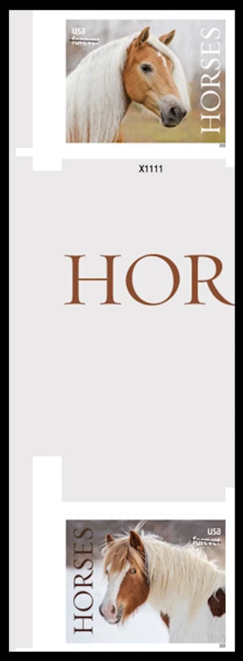 US 5891a 5895a Horses imperf NDC horz gutter plate pair MNH 2024 - Image 1 of 1