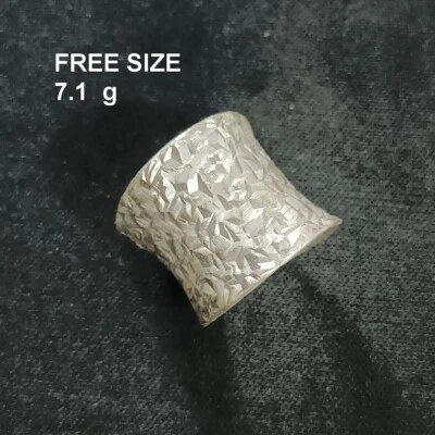 FINE SOLID SILVER RING FIXED SIZE VINTAGE 7g SHINING POLYGON BAND #RR083 - Image 1 of 4