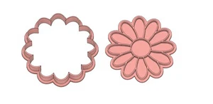 Daisy flower cookie cutters and stamps debosser baking two tone - Picture 1 of 1
