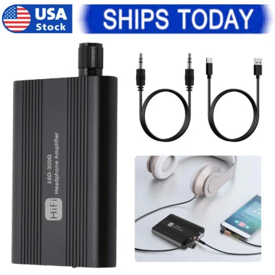 16-300Ω HIFI Headphone Amplifier Portable Earphone AMP 3.5mm w/ Audio USB Cable - Image 1 of 4