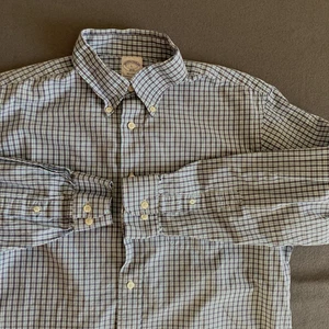 Camisa Brooks Brothers Regent Para Hombre Grande Azul Cuadros Guinga Manga Larga Clásica - Imagen 1 de 8