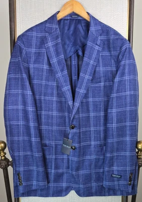 PETER MILLAR Nueva $1295 Para Hombres 48 Larga Chaqueta Suave Lana/Seda/Lino Ventana Azul Foto 1 de 4