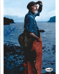 Foto #2 autografiada por Pete Seeger firmada a mano real de 8x10" certificado de autenticidad JSA - Imagen 1 de 2