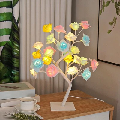 LED Schreibtischlampe mit einzigartiger weißer Rosenbaumform perfekt als Dekost - Bild 1 von 4