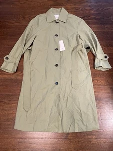 Bershka Cotton Trench Coat in Khaki Green Xs Women - Picture 1 of 5