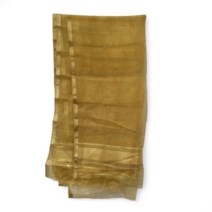 Antique Vintage Gold Yellow Shawl Fabric Sheet Cloth Voile Sheer Cotton Preloved - Picture 1 of 11