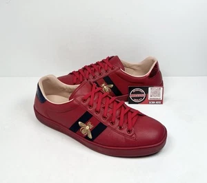 Größe 11,5 US - Gucci Ace bestickte Biene Leder Turnschuhe❤️ 2x getragen/Einzelhandel 750 $! - Bild 1 von 8