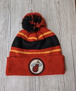 Mitchell and Ness NBA Miami Heat Speckled Cuffed Pom Knit Hat Adults One Size - Picture 1 of 4