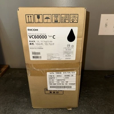 NEW Ricoh Black Pro Ink Cartridge VC60000 Type C Manuf. Date 03.2022 FREE SHIP - Image 1 of 4