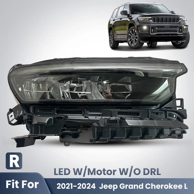 LED Headlight For 2021-2024 Jeep Grand Cherokee L w/Motor w/o DRL Right 8 Pins Foto 1 de 4
