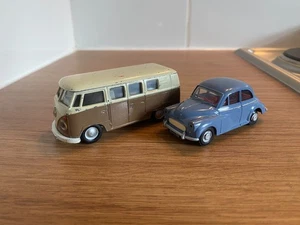 Diecast Corgi 2x Cars Volkswagen Camper Van & Morris Minor Large Scale (FLAWED) - Picture 1 of 8