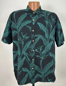 Cooke Street Hawaiian Shirt Men XL Bird Paradise Floral Aloha Luau Black Cotton - Picture 1 of 17
