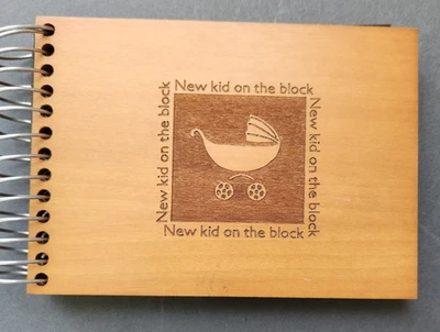 Wood Baby Photo Album Book Wooden Brag Book - Image 1 of 4