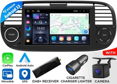 DAB+ 7" IPS Touchscreen Android 13 Autoradio CarPlay GPS Navi Für Fiat 500 07-15 - Bild 1 von 4