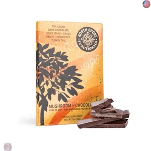 Organic 5 Mushroom Blend 70% Dark Chocolate Bar | Functional Mushroom - Picture 1 of 4